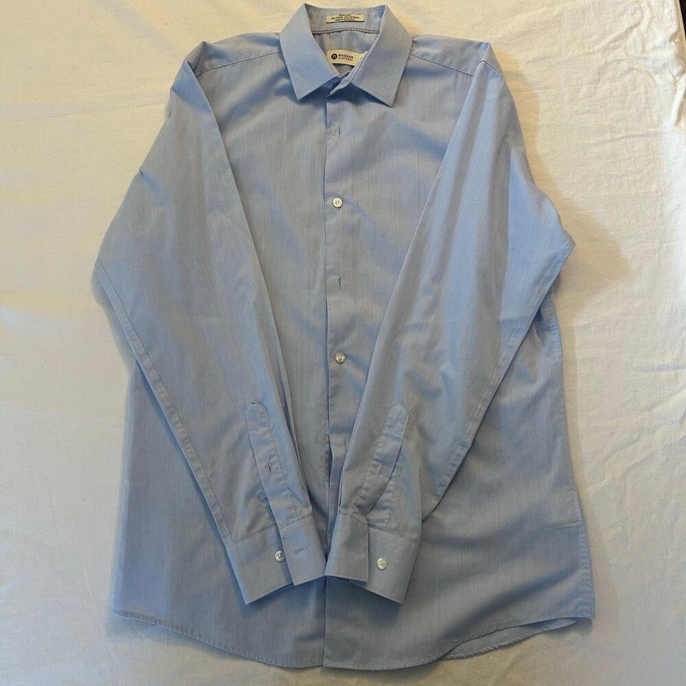 Haggar Men’s Light Blue Dress Shirt, 15.5, 34/35